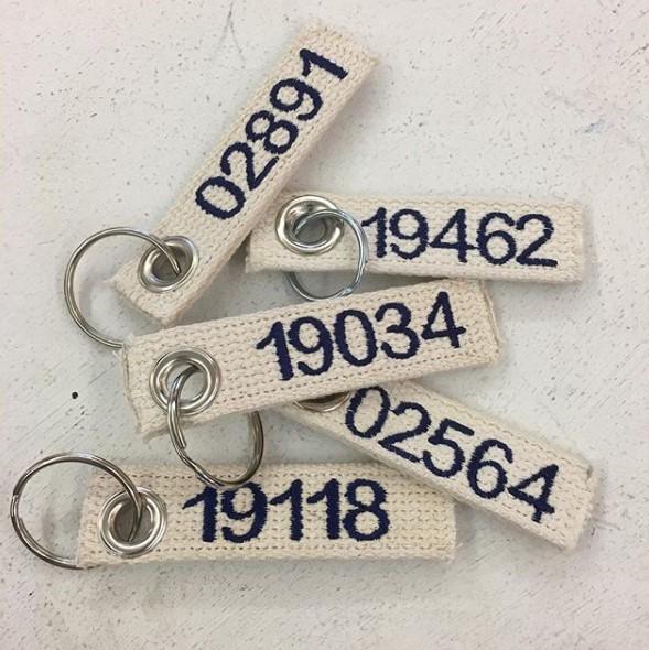 custom webbing keyring embroidered