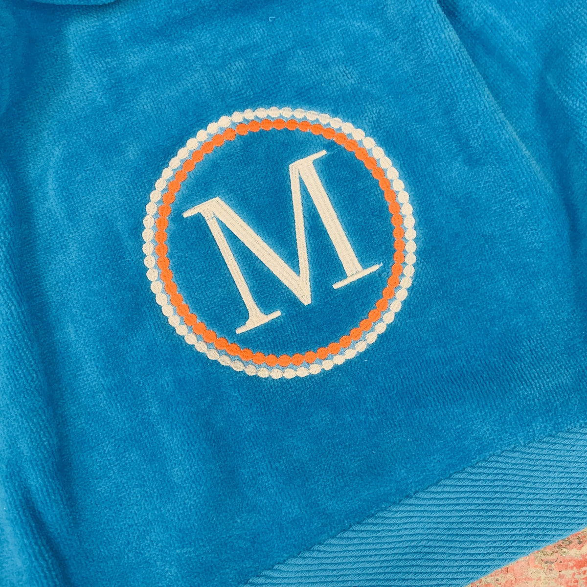 Embroidered Monogram Velour Beach Towel