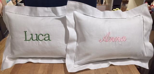 Embroidered Monogram Linen Boudoir Pillow Home Baby