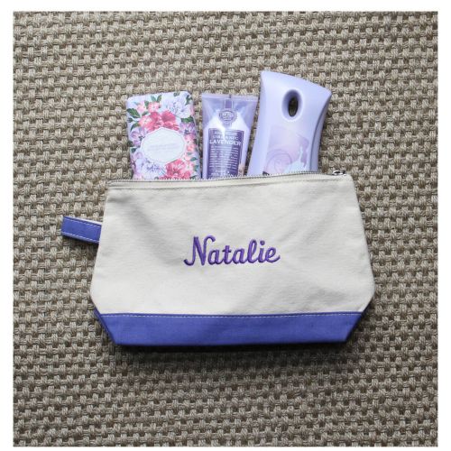 Embroidered Monogram Canvas Makeup Bag