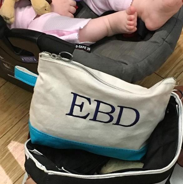 Embroidered Monogram Canvas Makeup Bag