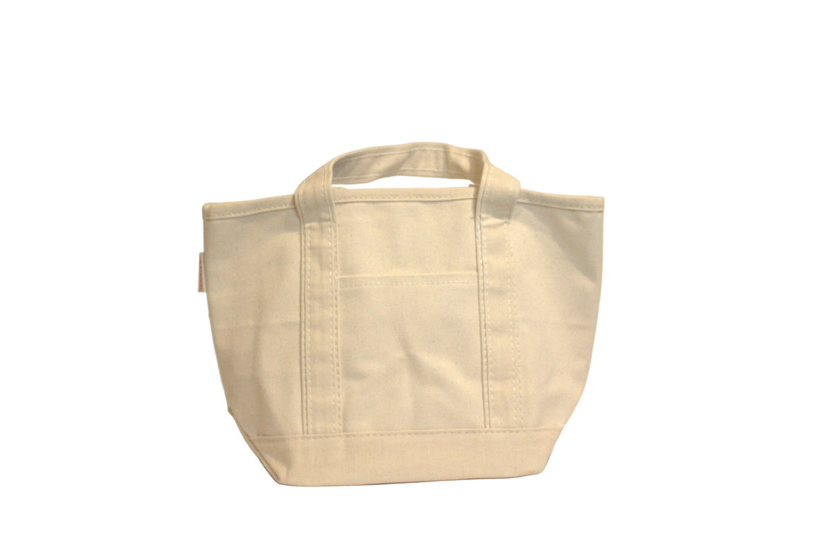 Beige tote bag on a light gray background