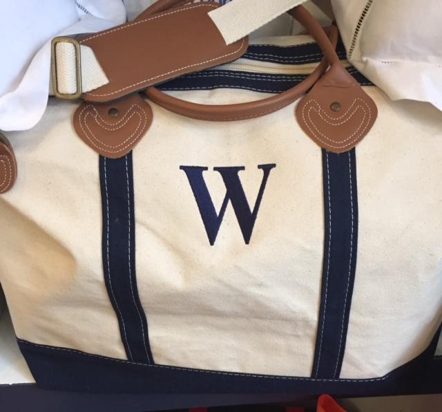 Embroidered Monogram Canvas Weekender Duffel Navy