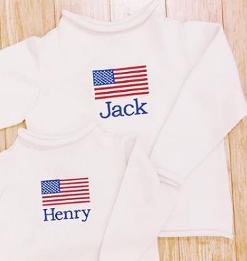 Embroidered Monogram Baby Toddler Rollneck Sweater