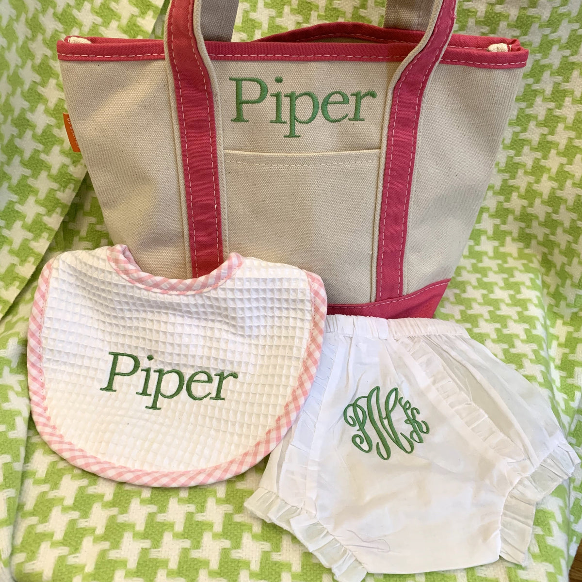 Embroidered Monogram Small Boat Tote