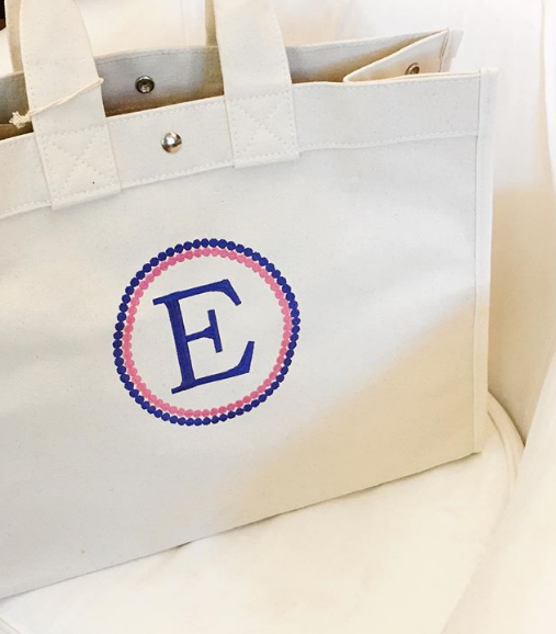 Embroidered Monogram Utility Canvas Field Bag
