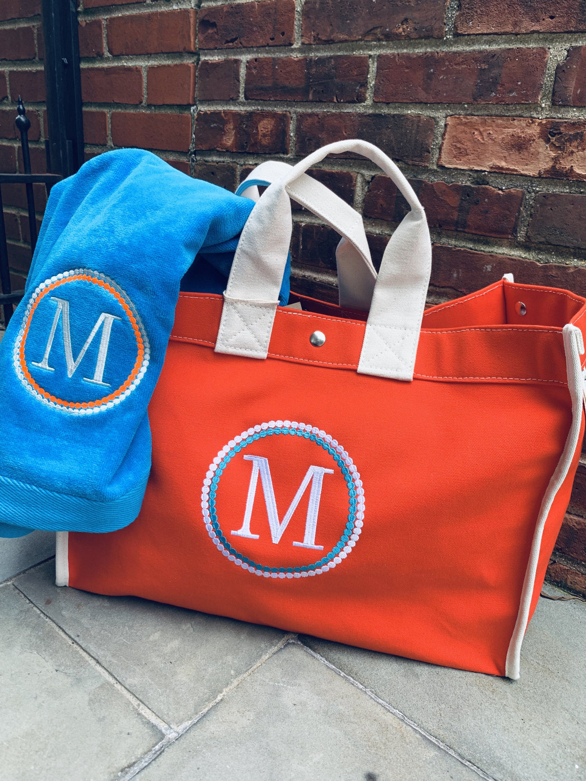 Embroidered Monogram Utility Canvas Field Bag