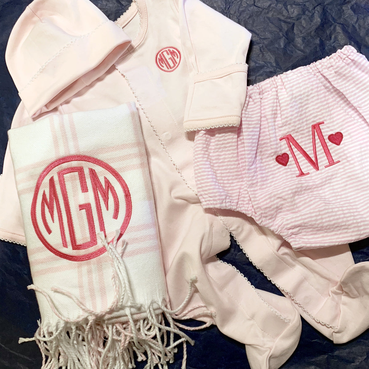Embroidered Monogram Baby Flannel Blanket Diaper Cover