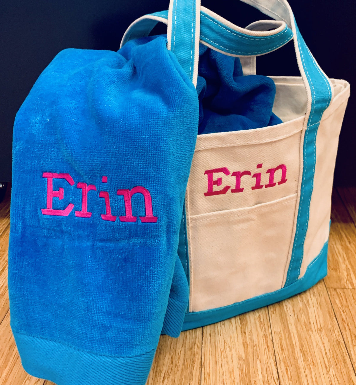 Embroidered Monogram Beach Towel Medium Boat Tote