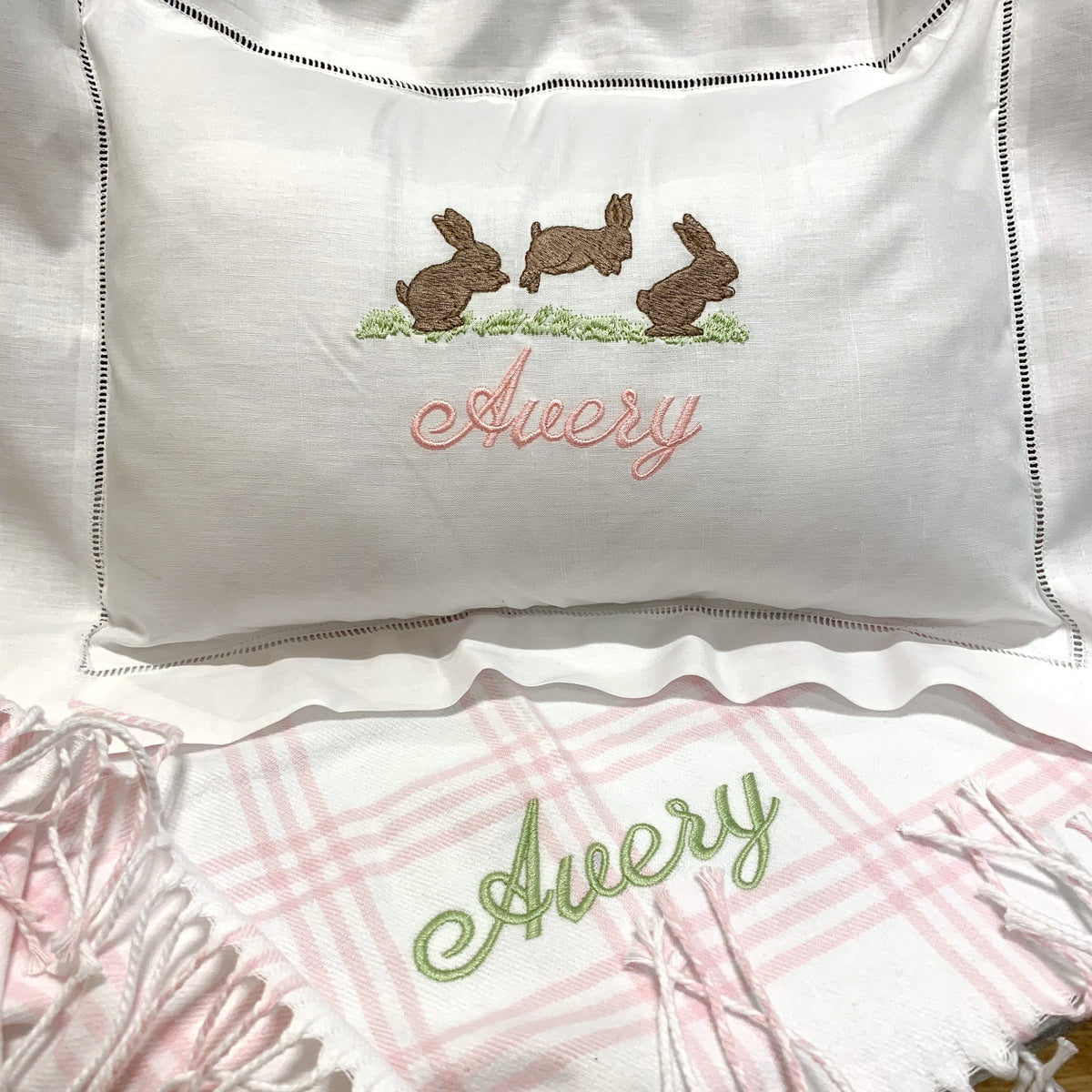 Embroidered Monogram Baby Flannel Blanket