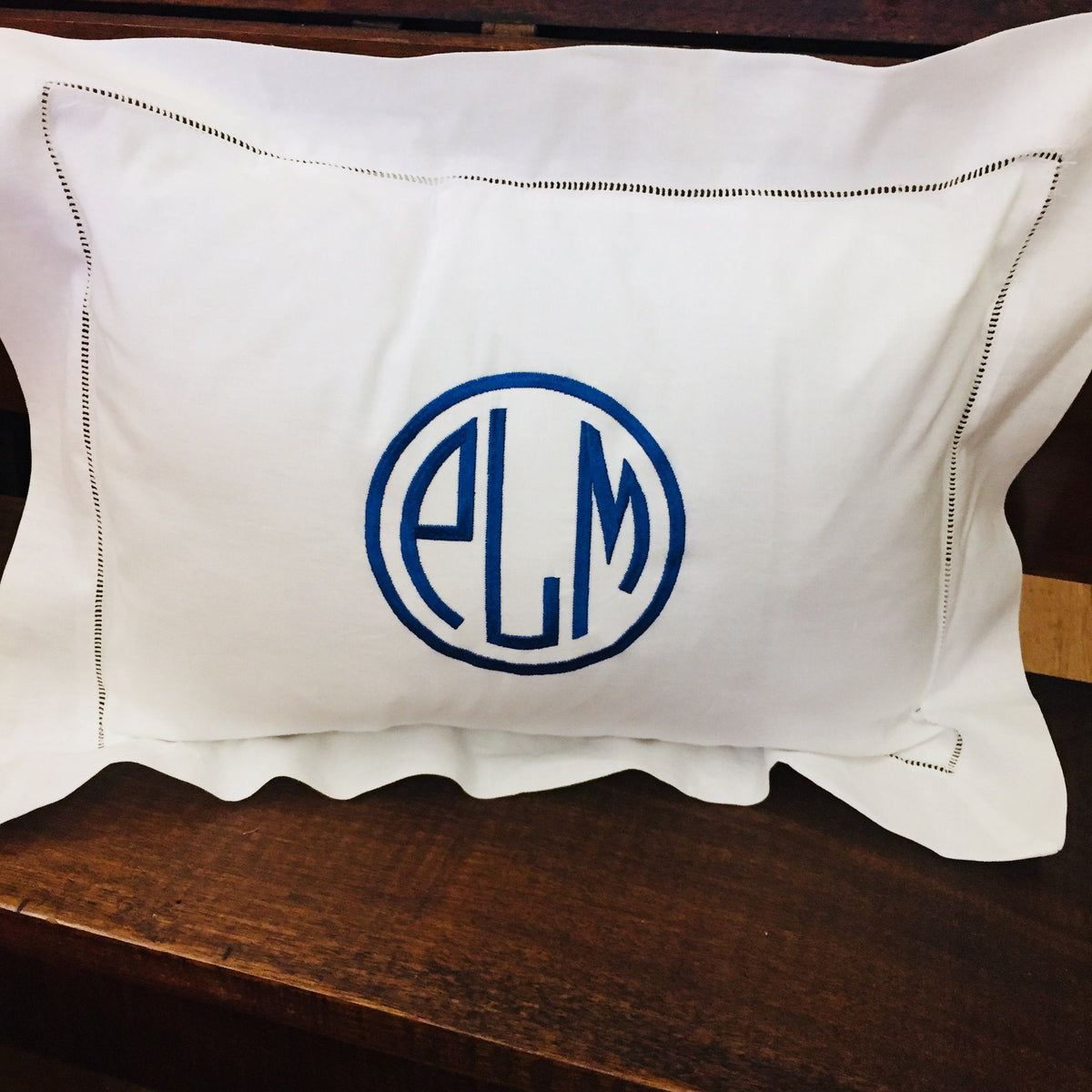 Embroidered Monogram Linen Boudoir Pillow Home Baby