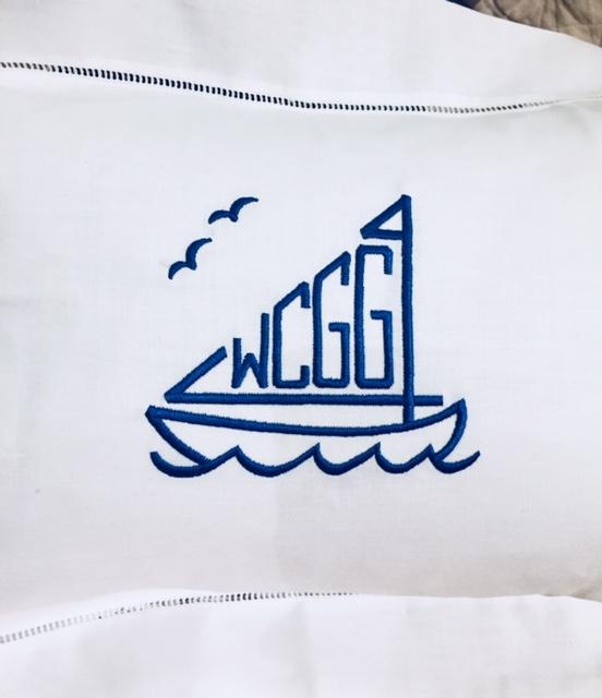 Embroidered Monogram Linen Boudoir Pillow Home Baby