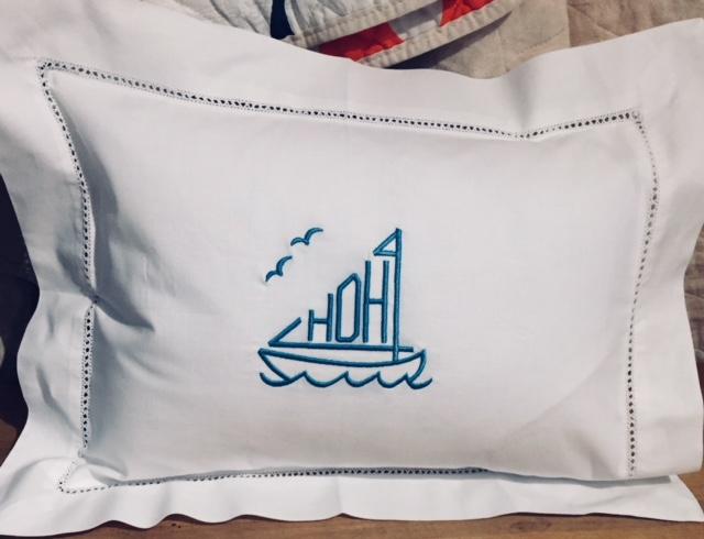 Embroidered Monogram Linen Boudoir Pillow Home Baby
