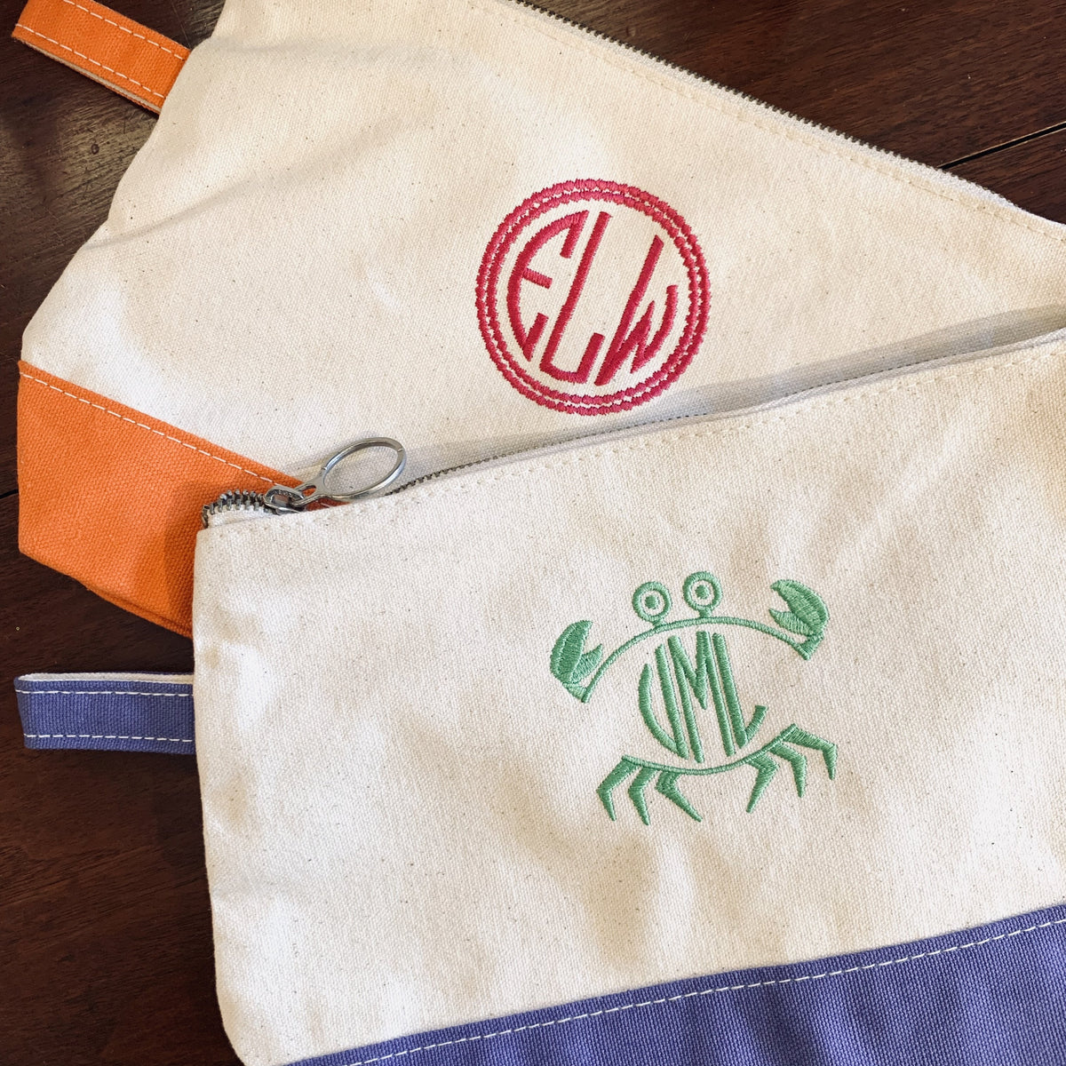 Embroidered Monogram Canvas Makeup Bag