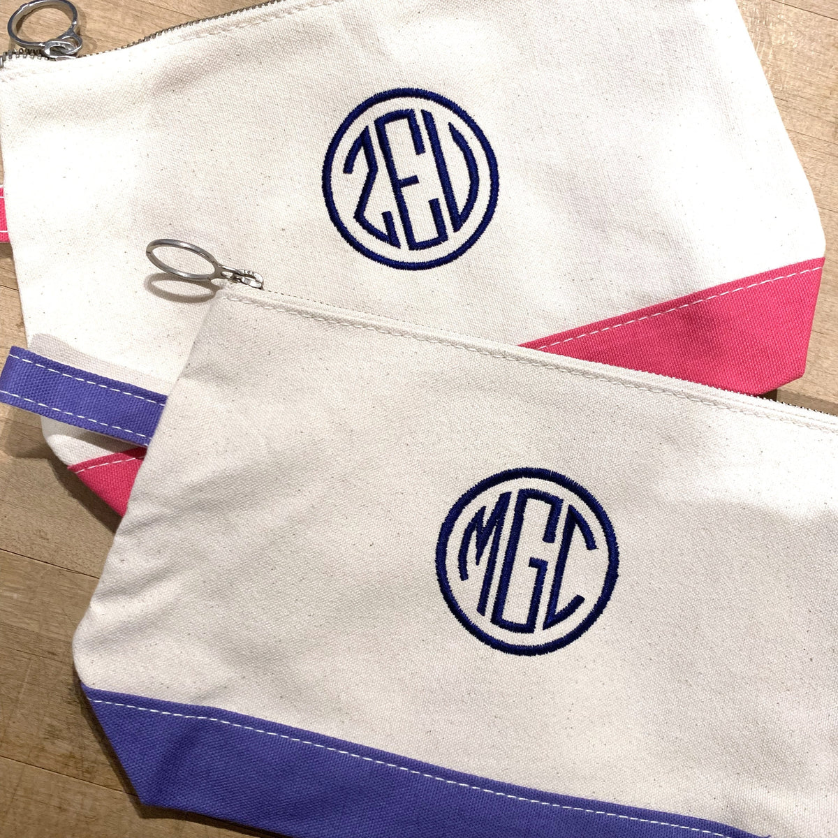 Embroidered Monogram Canvas Makeup Bag