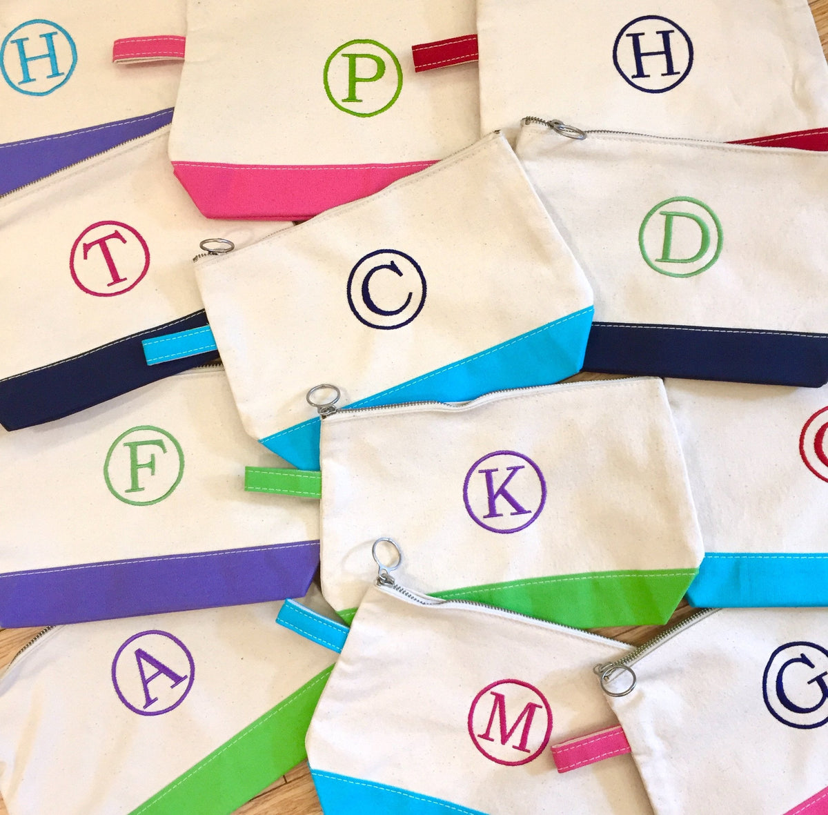 Embroidered Monogram Canvas Makeup Bag
