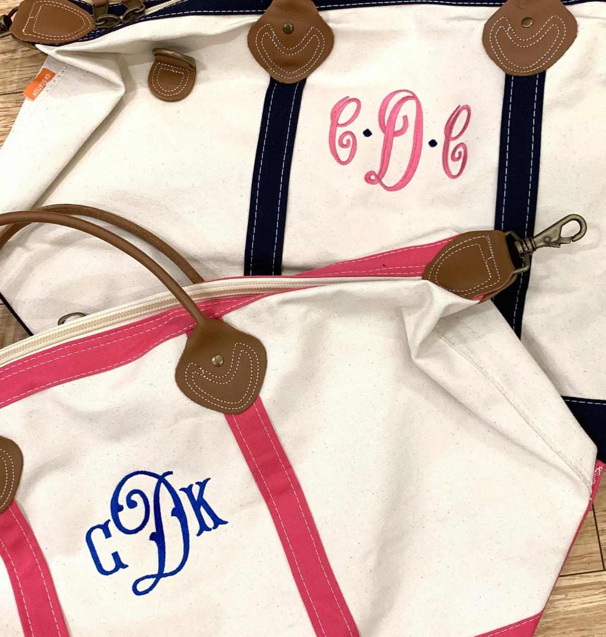 Embroidered Monogram Canvas Weekender Duffel