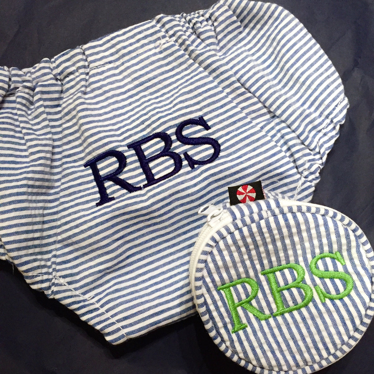 Embroidered Monogram Small Jewel Round and Diaper Cover
