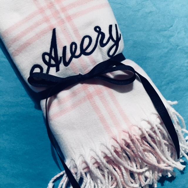 Embroidered Monogram Baby Flannel Blanket