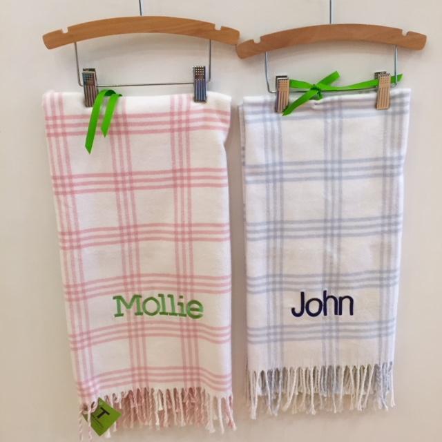 Embroidered Monogram Baby Flannel Blanket