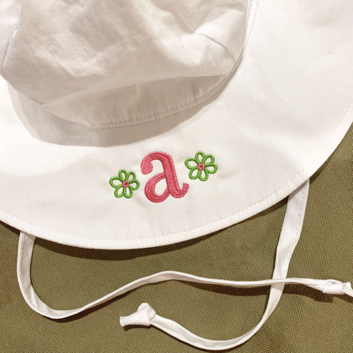 Embroidered Monogram Baby Floppy Hat UPF50+