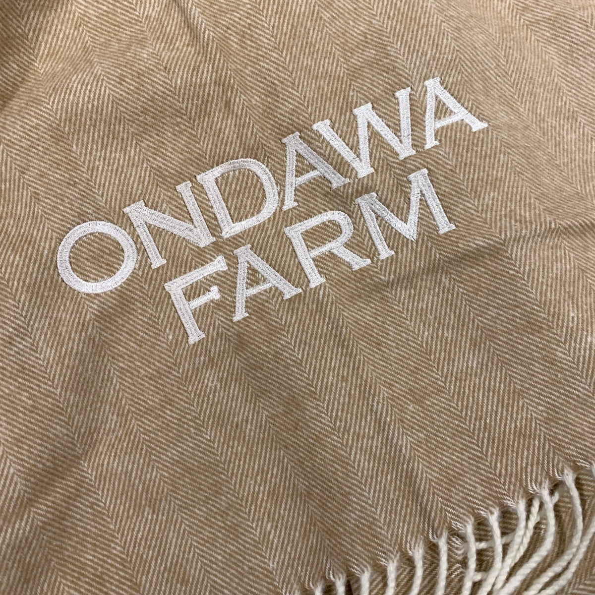 Embroidered Monogram Italian Herringbone Throw Blanket