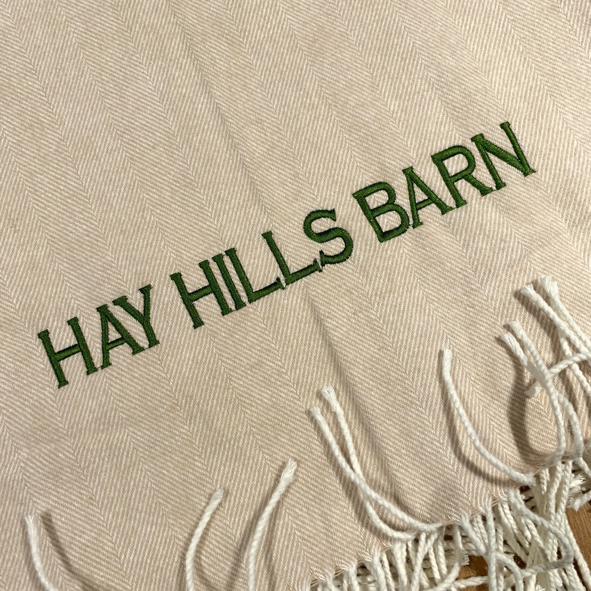 Embroidered Monogram Italian Herringbone Throw Blanket