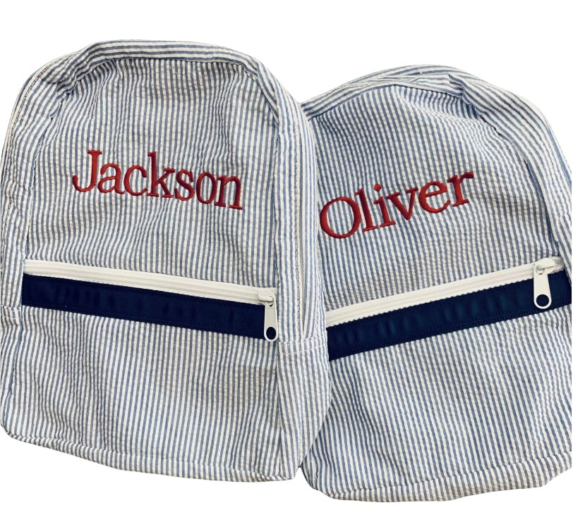 Kids Small Seersucker Backpack