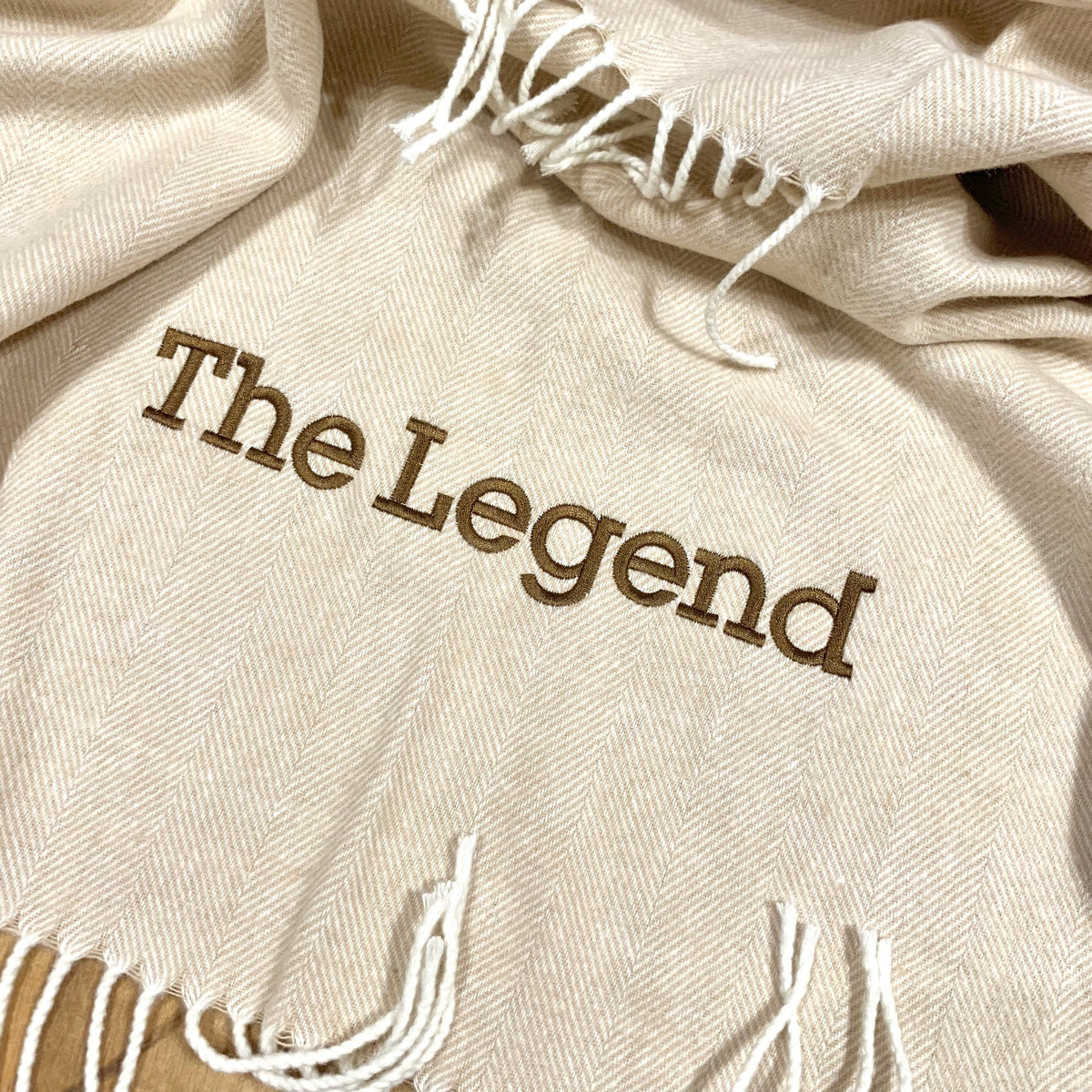 Embroidered Monogram Italian Herringbone Throw Blanket