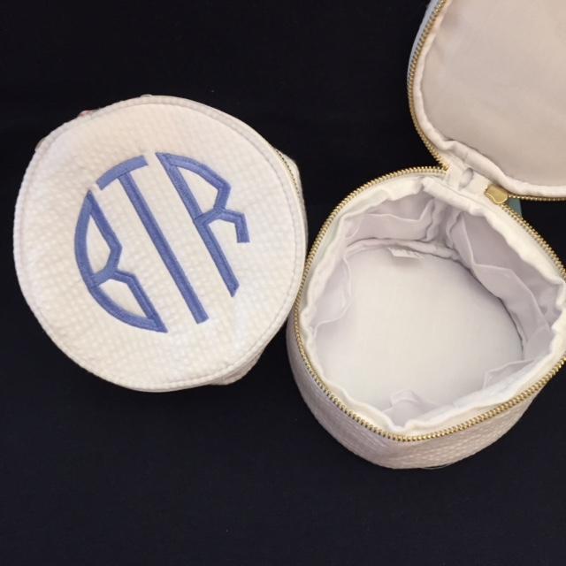 Embroidered Monogram Large Jewel Round Home Travel