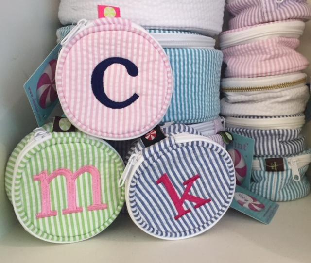 Embroidered Monogram Small Jewel Round Home Travel