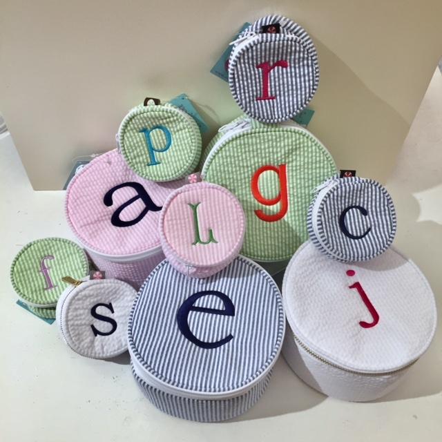 Embroidered Monogram Large Jewel Round Home Travel