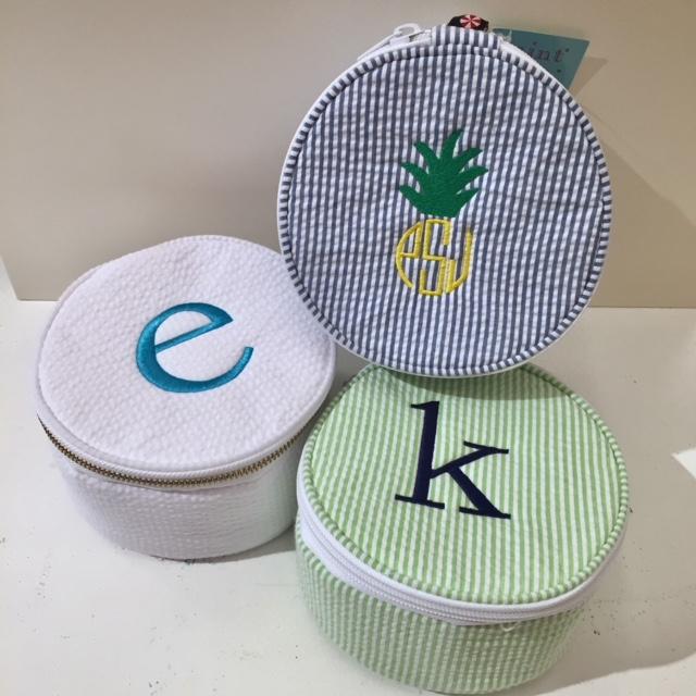 Embroidered Monogram Large Jewel Round Home Travel