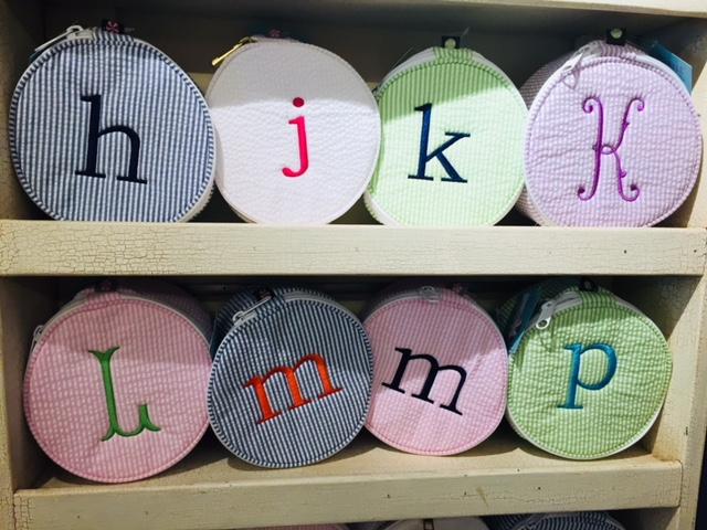 Embroidered Monogram Large Jewel Round Home Travel