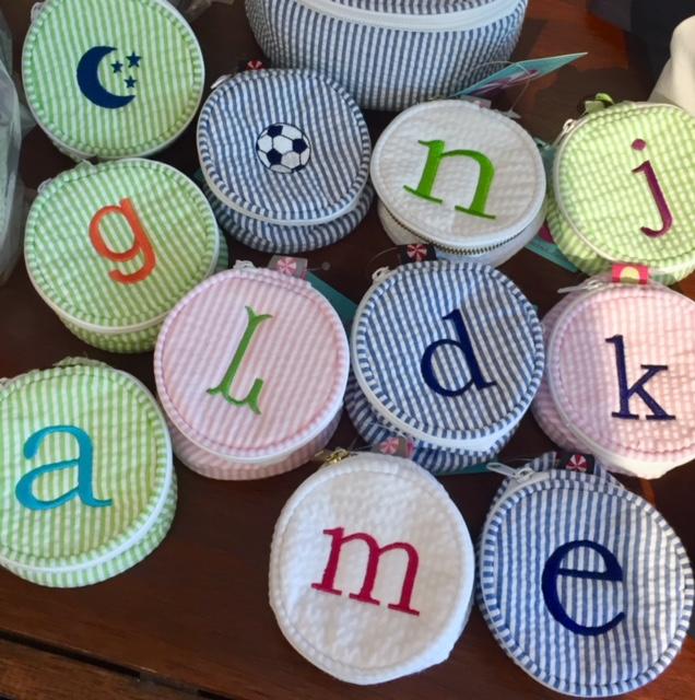 Embroidered Monogram Small Jewel Round Home Travel