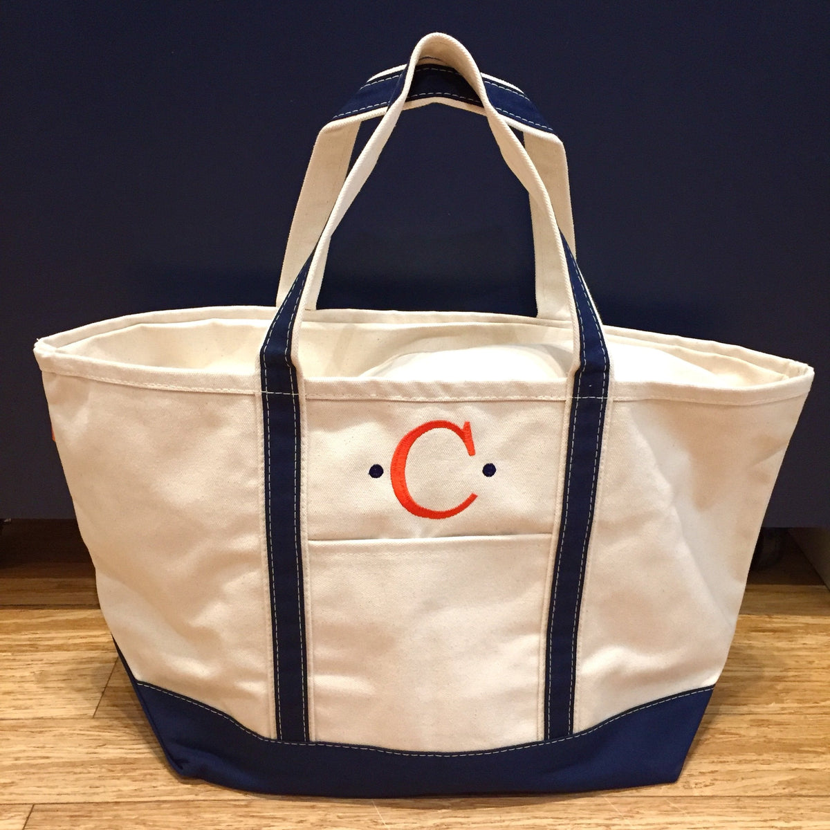 Embroidered Monogram Large Boat Tote Canvas