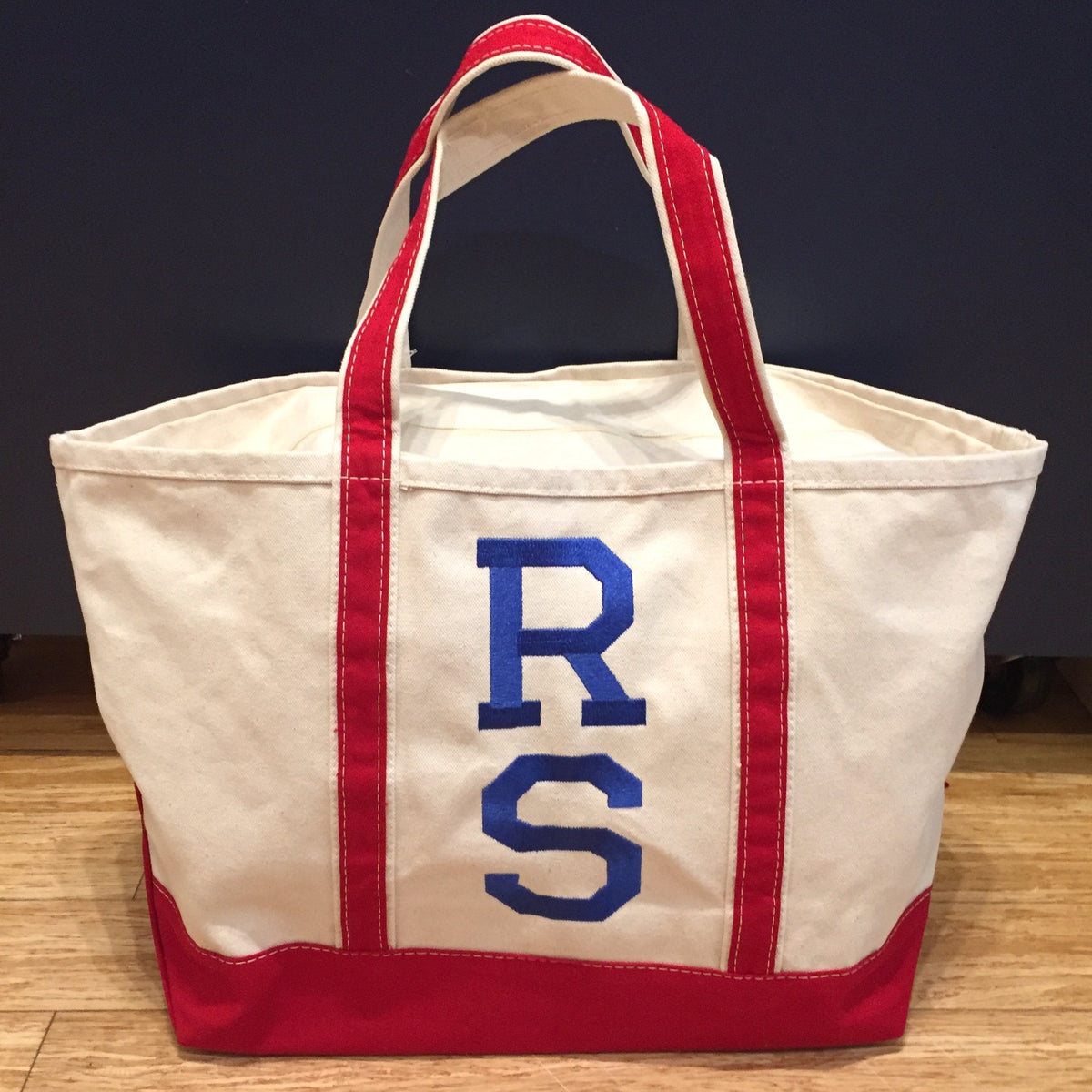 Embroidered Monogram Large Boat Tote Canvas