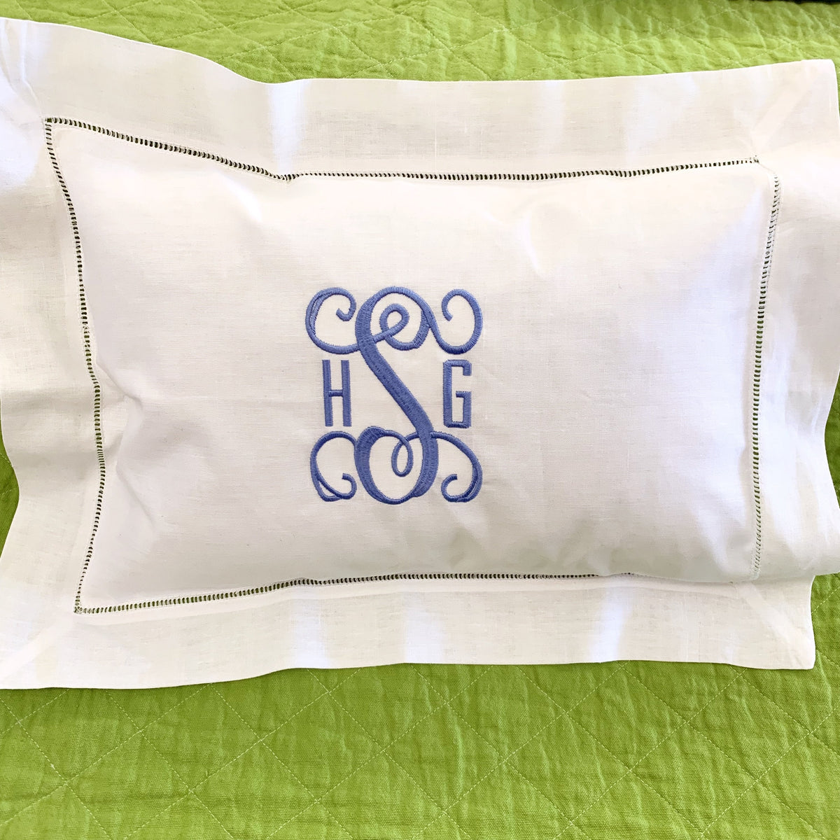 Embroidered Monogram Linen Boudoir Pillow Home Baby
