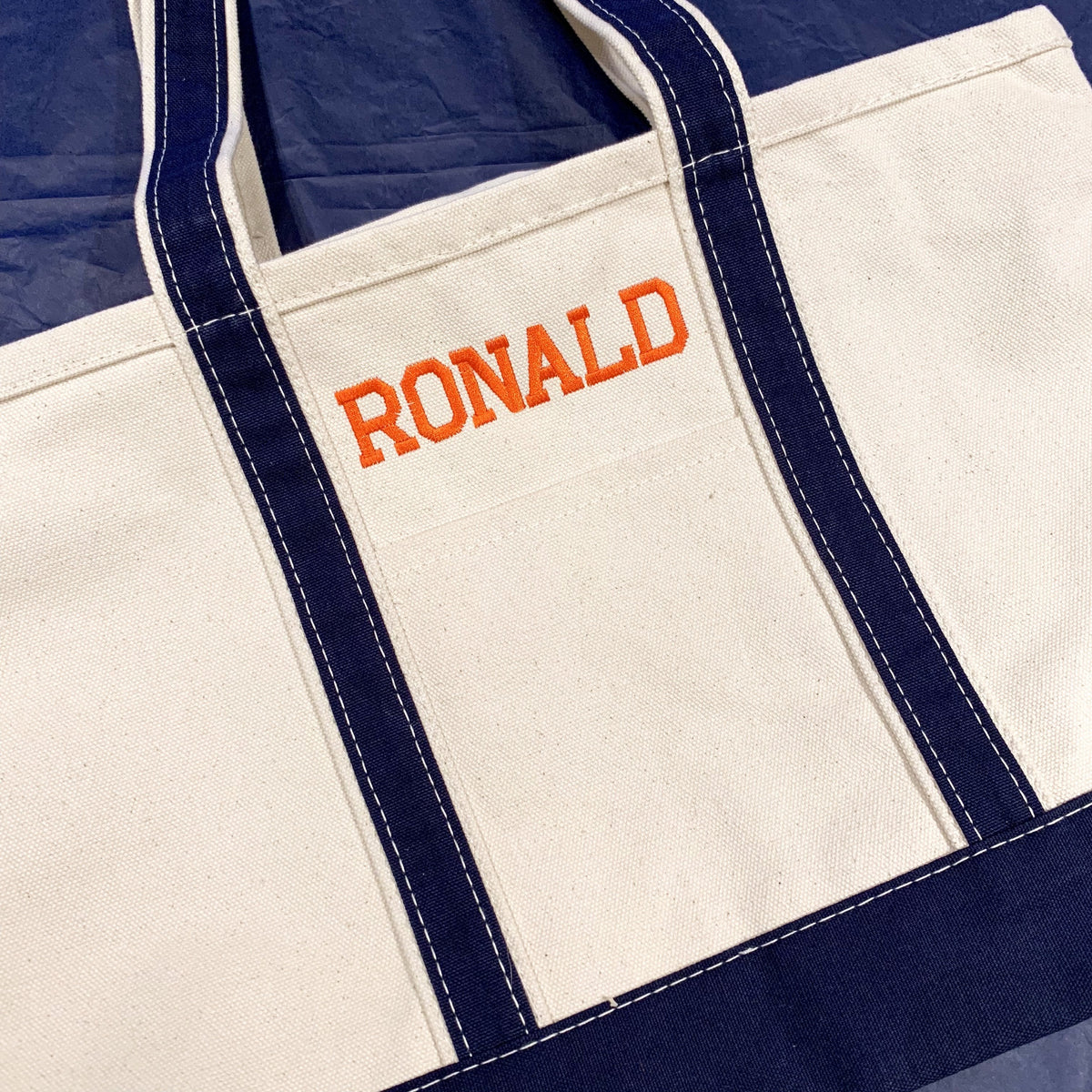 Embroidered Monogram Medium Canvas Boat Tote