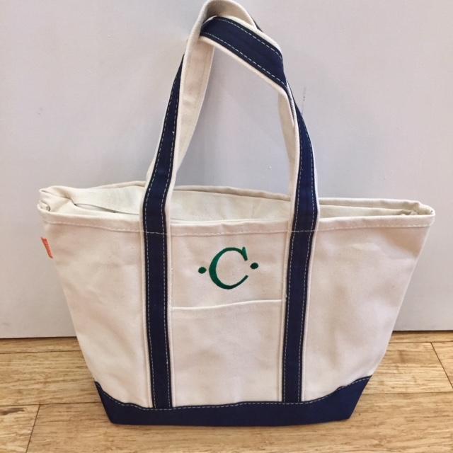 Embroidered Monogram Medium Canvas Boat Tote