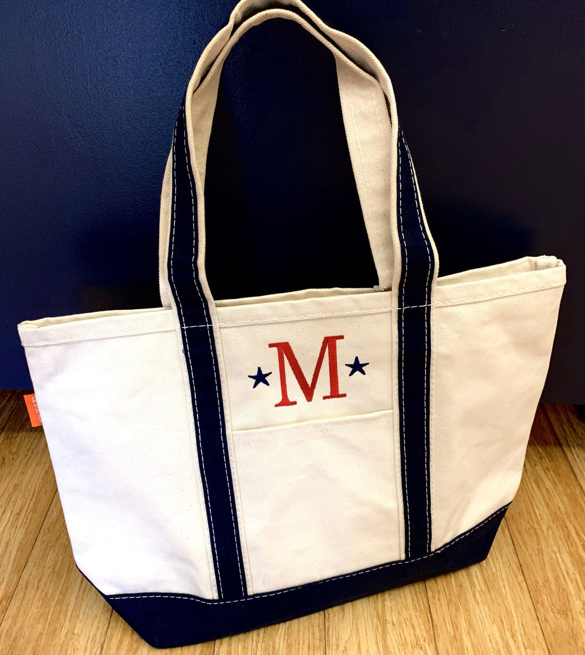 Embroidered Monogram Medium Canvas Boat Tote
