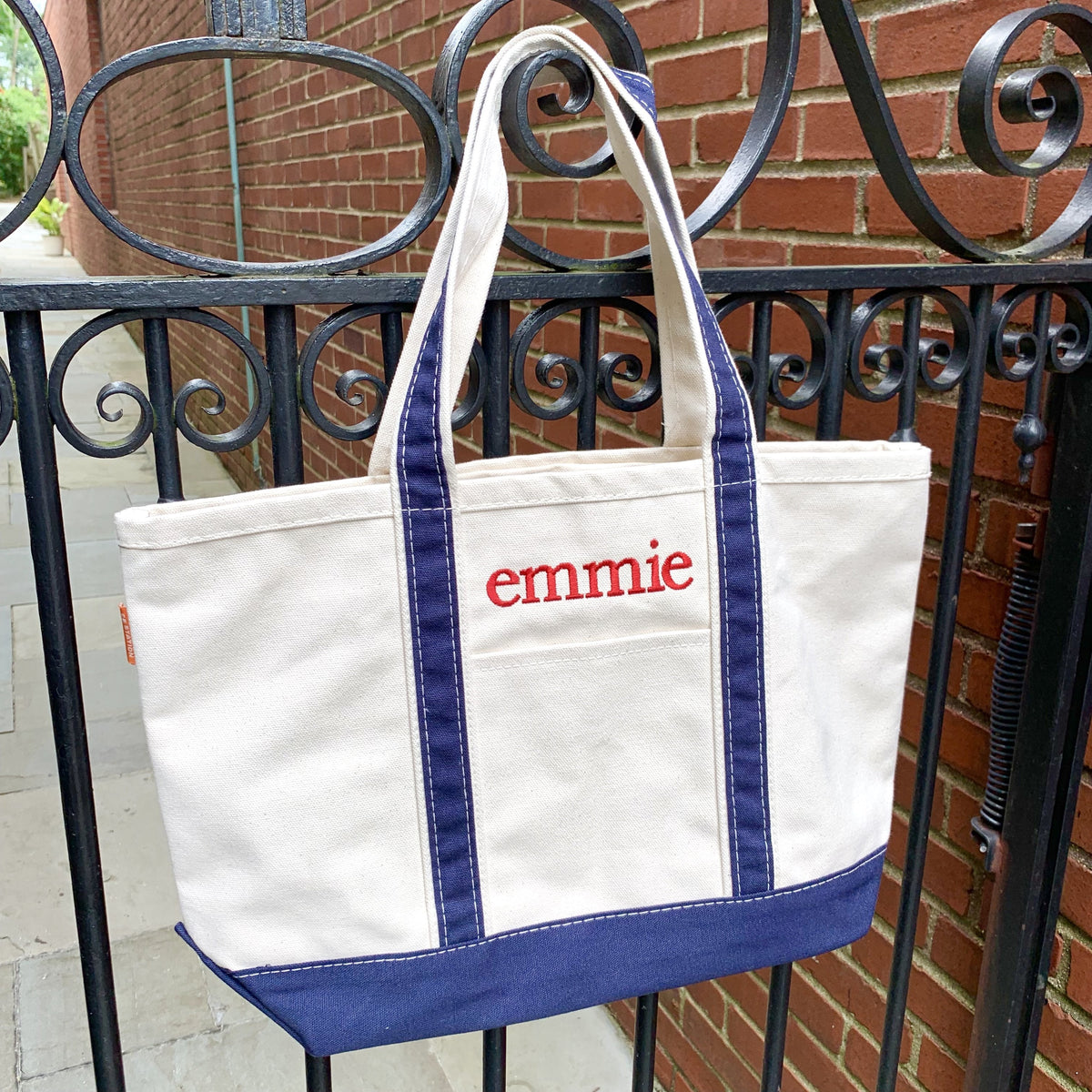Embroidered Monogram Medium Canvas Boat Tote