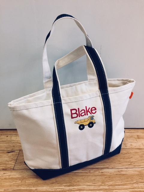 Embroidered Monogram Medium Canvas Boat Tote