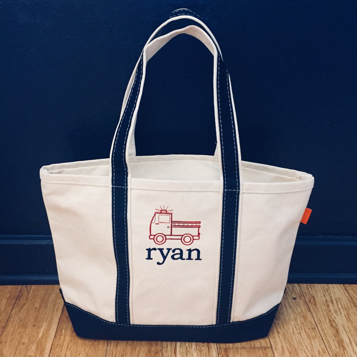 Embroidered Monogram Medium Canvas Boat Tote