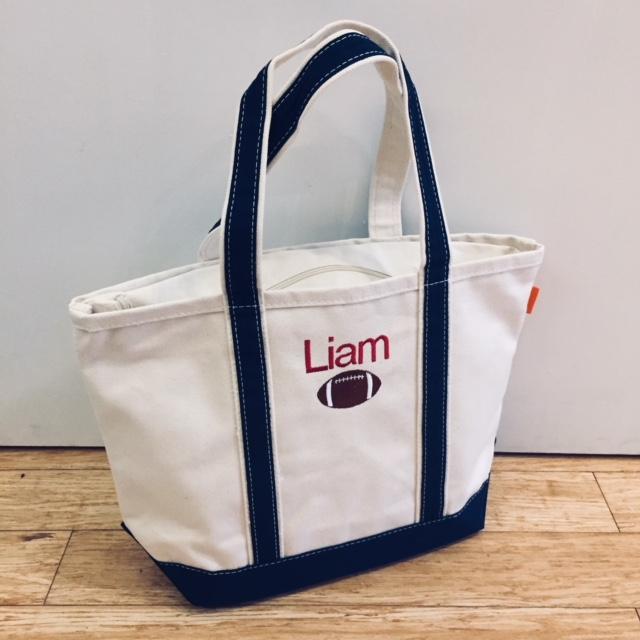 Embroidered Monogram Medium Canvas Boat Tote