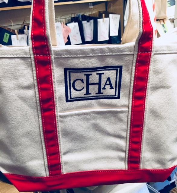 Embroidered Monogram Medium Canvas Boat Tote
