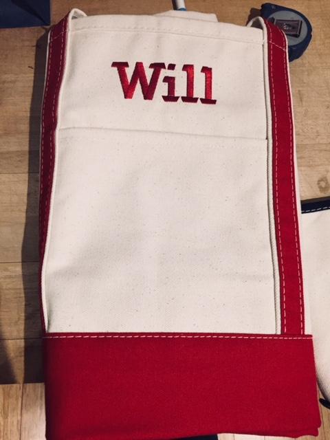 Embroidered Monogram Medium Canvas Boat Tote