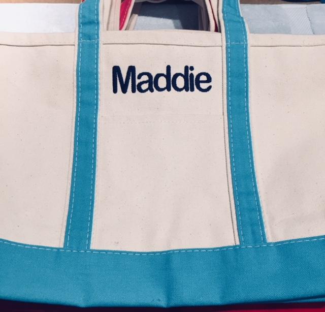 Embroidered Monogram Medium Canvas Boat Tote