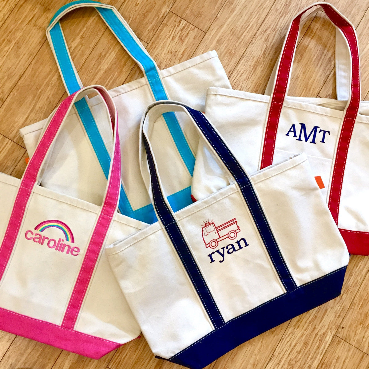 Embroidered Monogram Medium Canvas Boat Tote