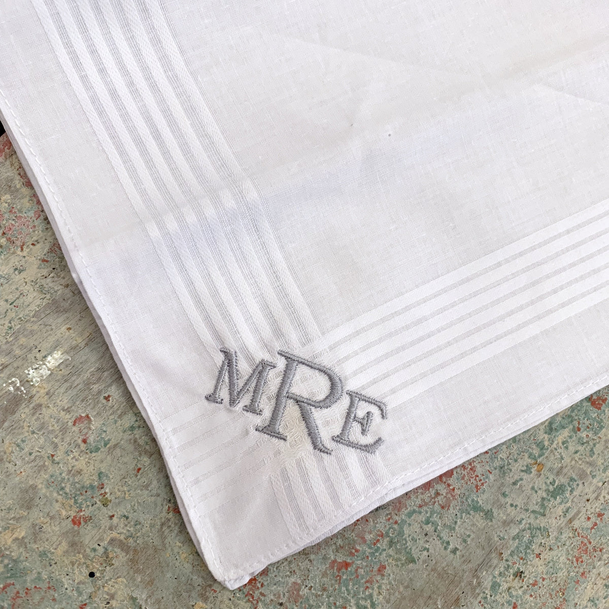Embroidered Monogram Mens Handkerchief